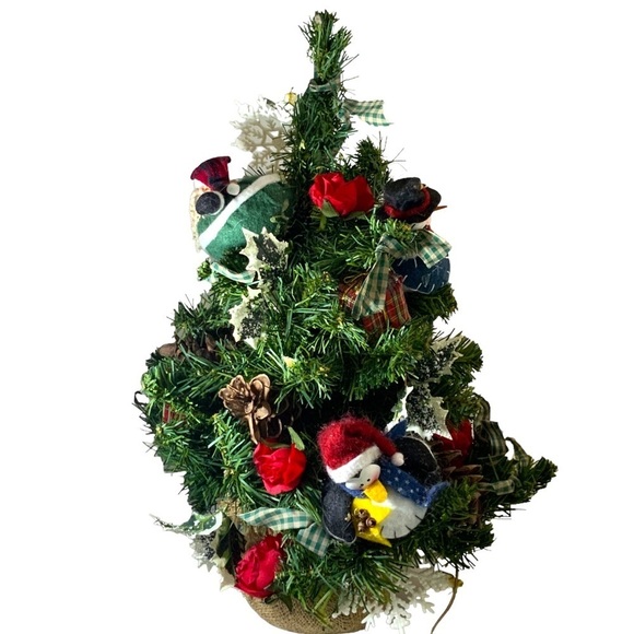 Christmas Tree Old World Vintage Hand Made Tabletop Vintage Decorated 21 inches - Picture 2 of 14